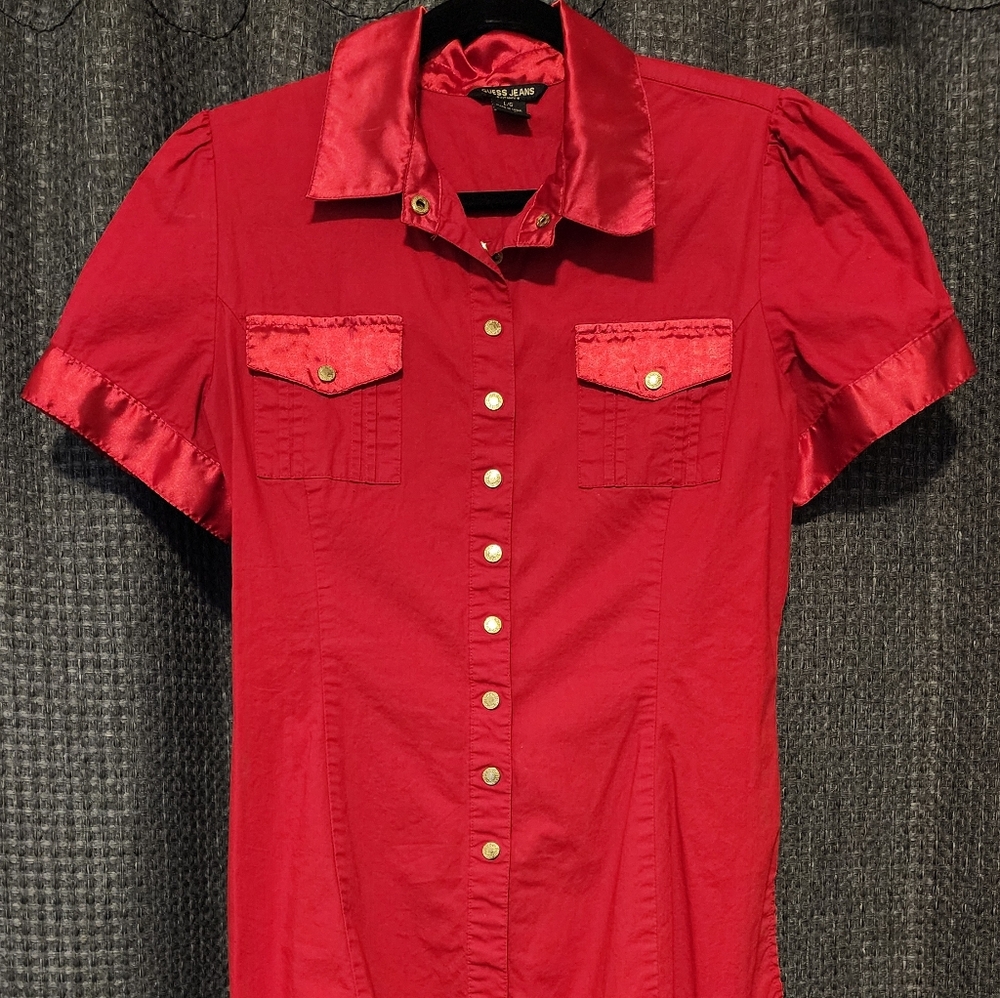 Guess Red Shirt with satin details